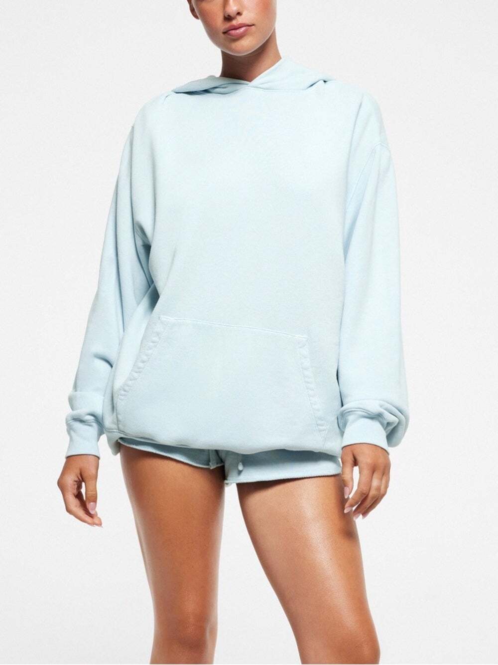 SKIMS French Terry Oversized Hoodie Opal Light Blue S Cotton Lounge Sweatshirt